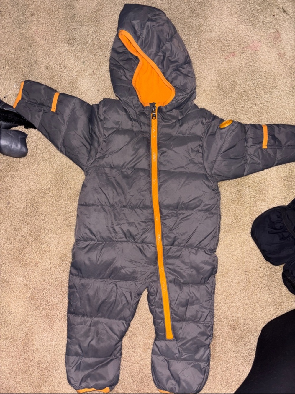 Michael Kors Gray and Orange Infant Puffer Jacket